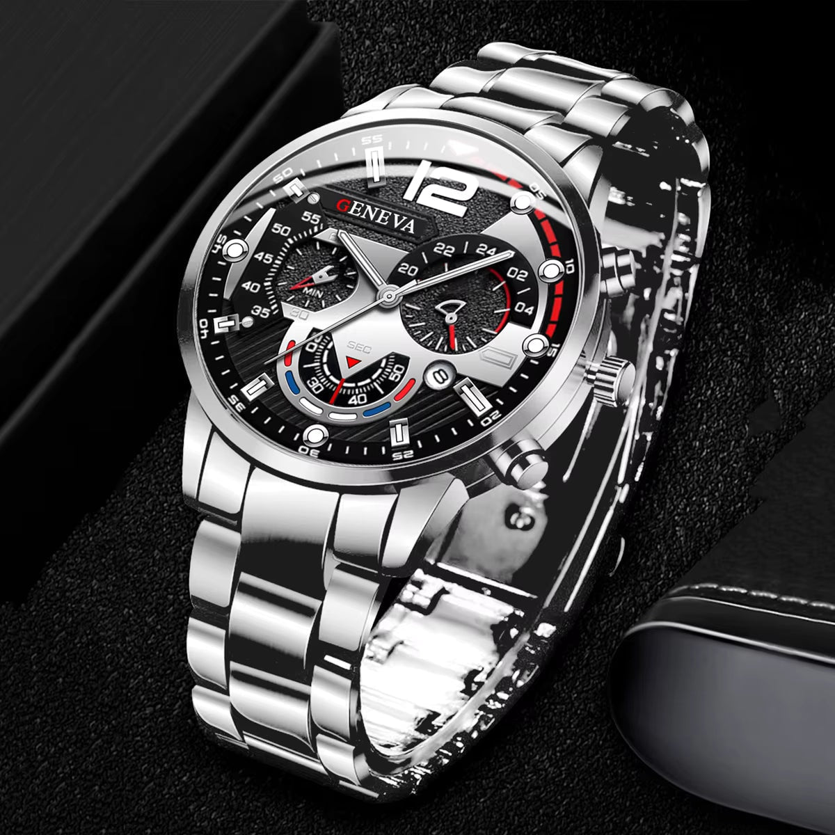 Dual Time Black Rubber Strap Luxury Watch VRC002
