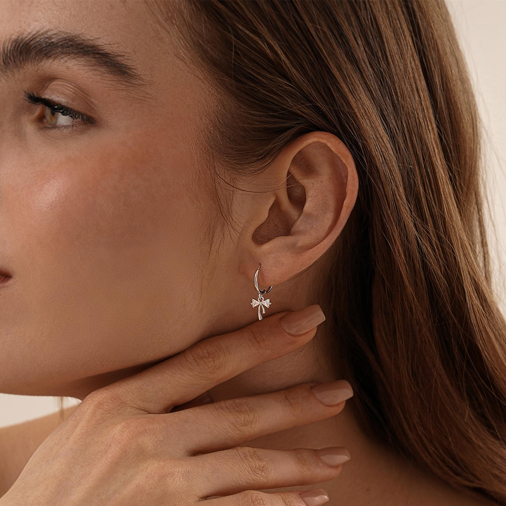Ribbon Bow Huggie Earrings