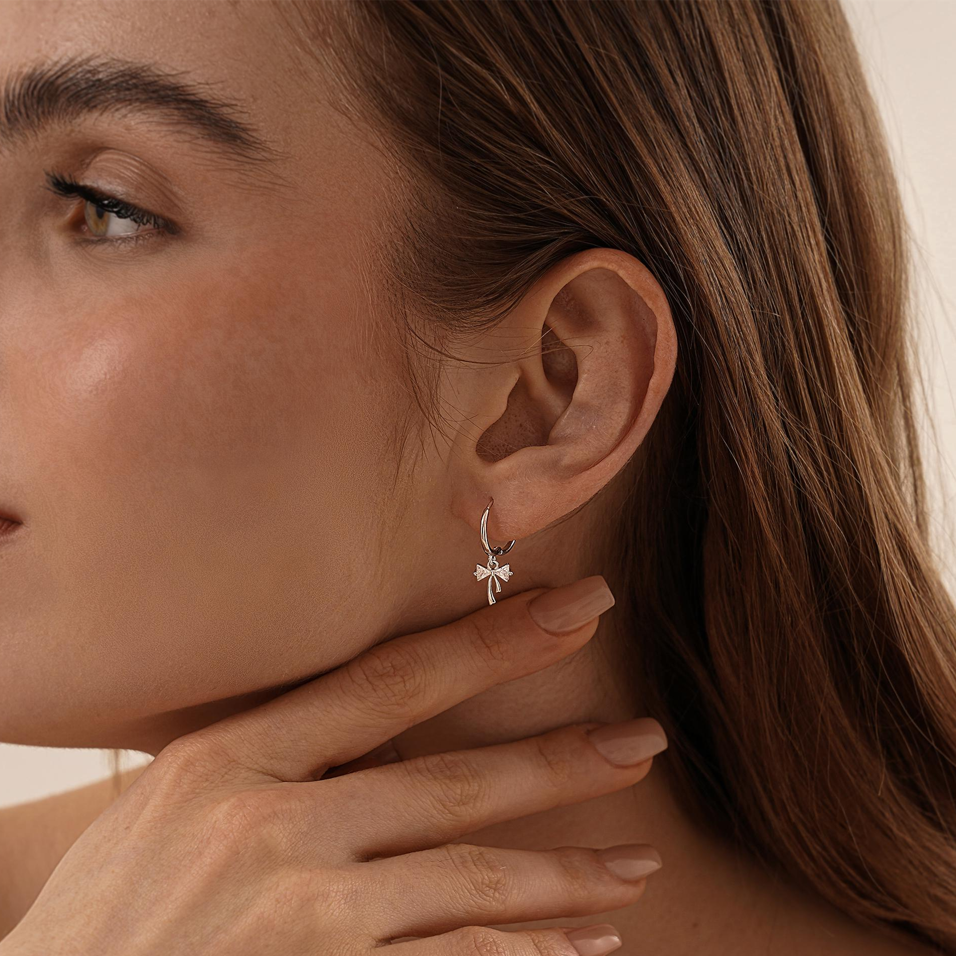 Ribbon Bow Huggie Earrings