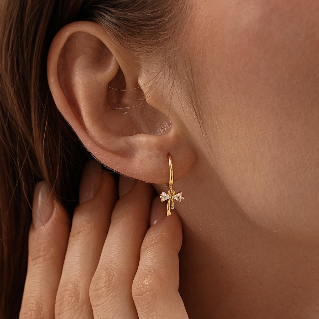 Ribbon Bow Huggie Earrings