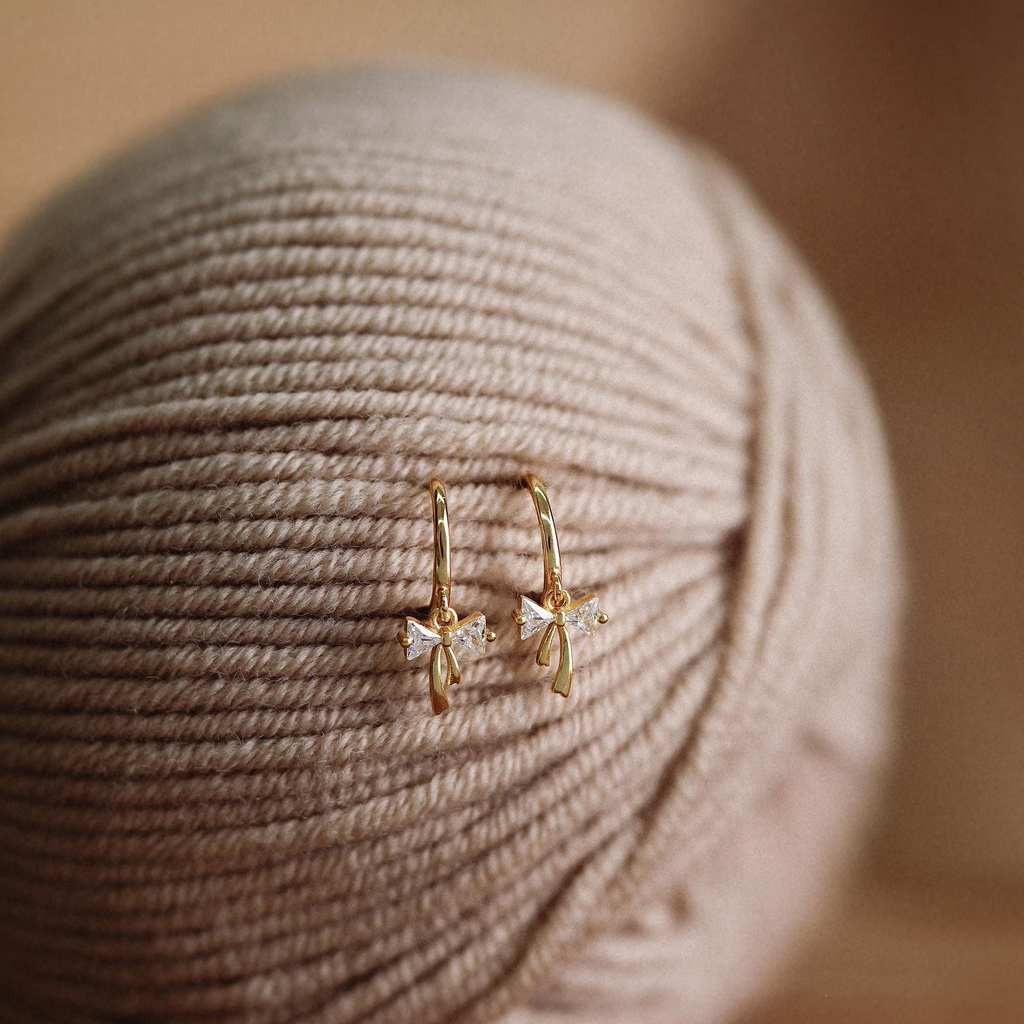 Ribbon Bow Huggie Earrings