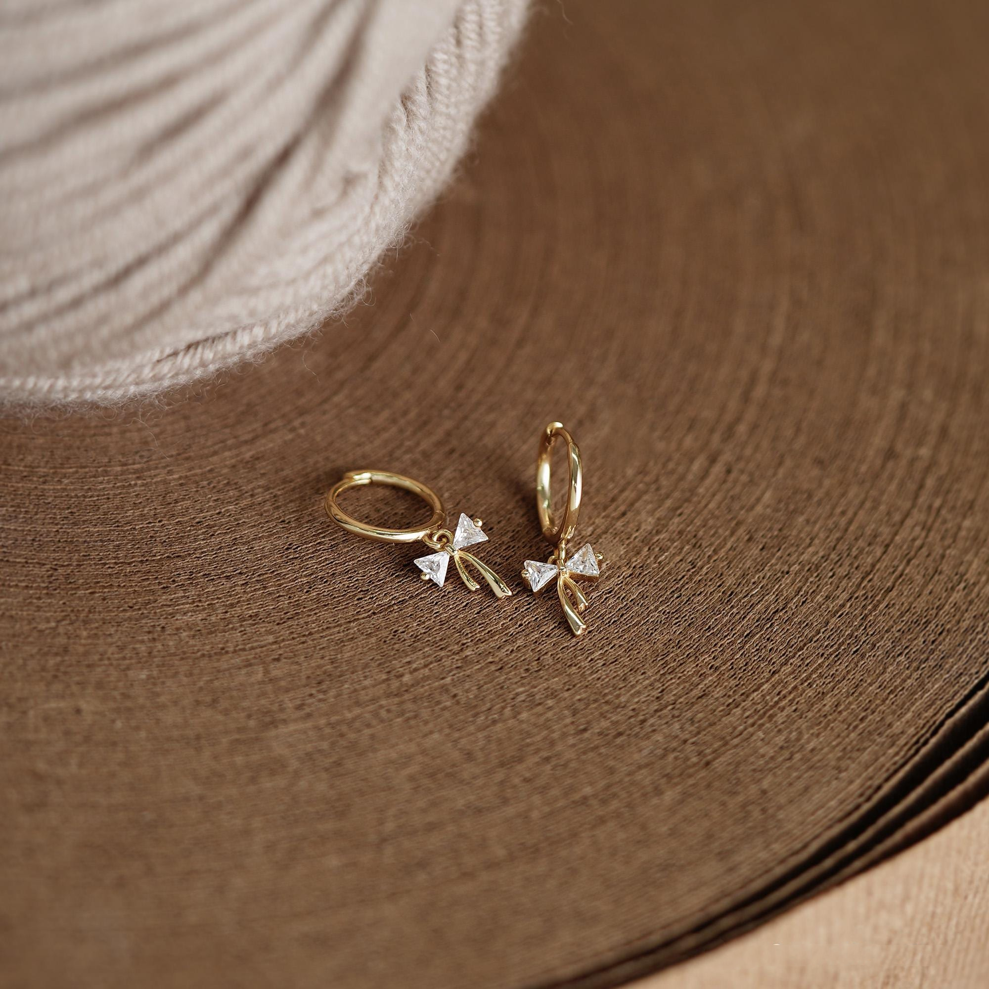 Ribbon Bow Huggie Earrings