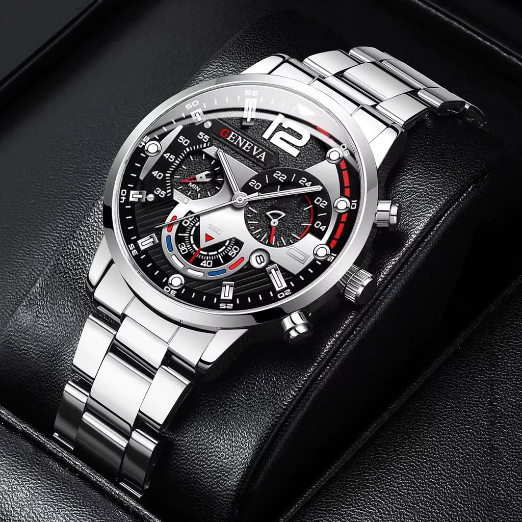 Dual Time Black Rubber Strap Luxury Watch VRC002