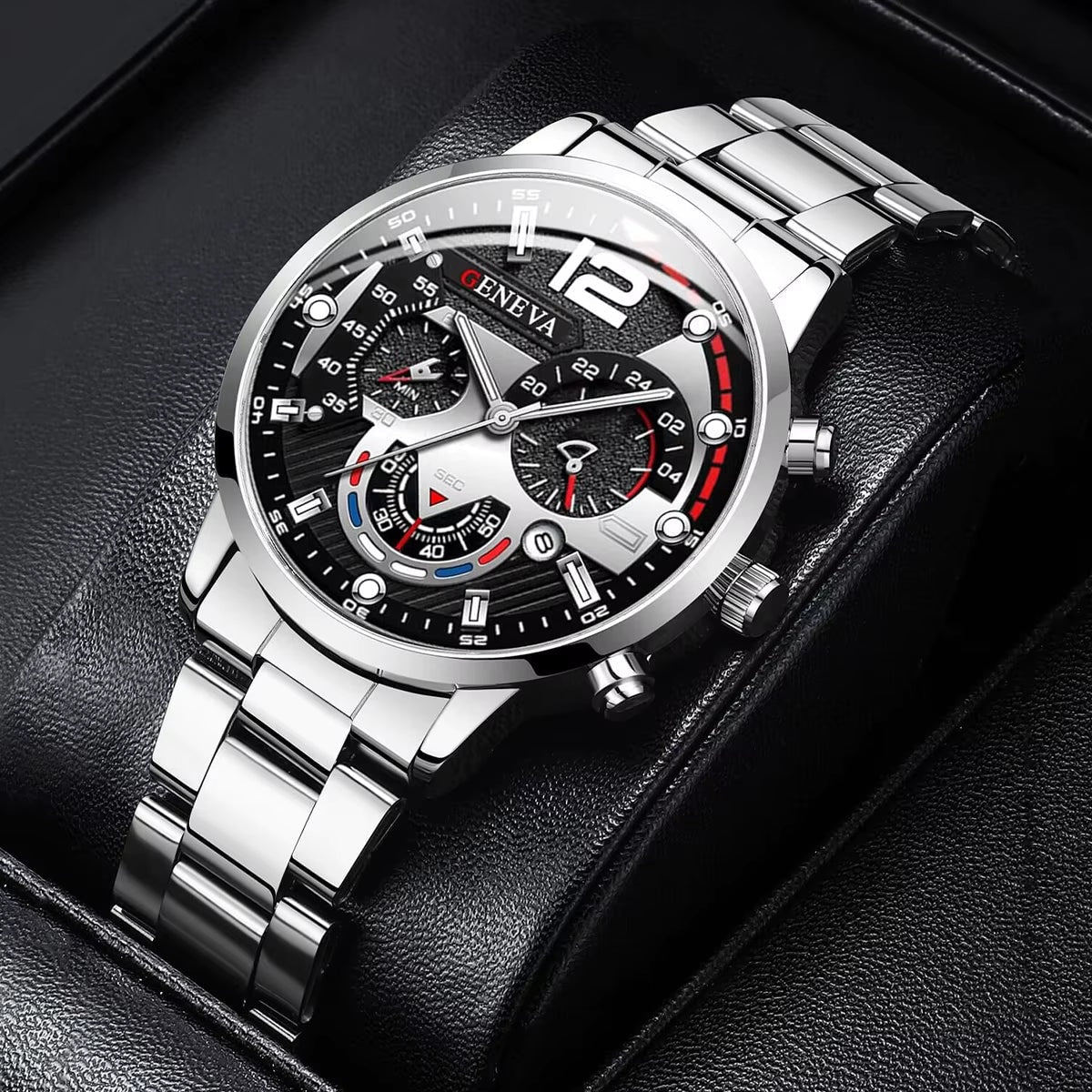Dual Time Black Rubber Strap Luxury Watch VRC002