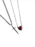Heart and Sword Necklace Set