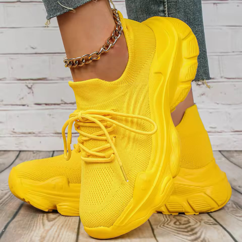 Women's Cushioned Lifestyle Sneakers - Yellow #1705682