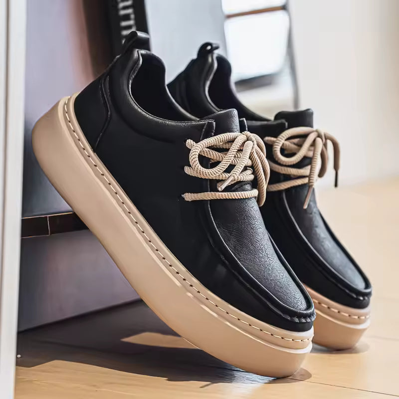 Men's Premium Court-Style Sneakers - Black #1705971