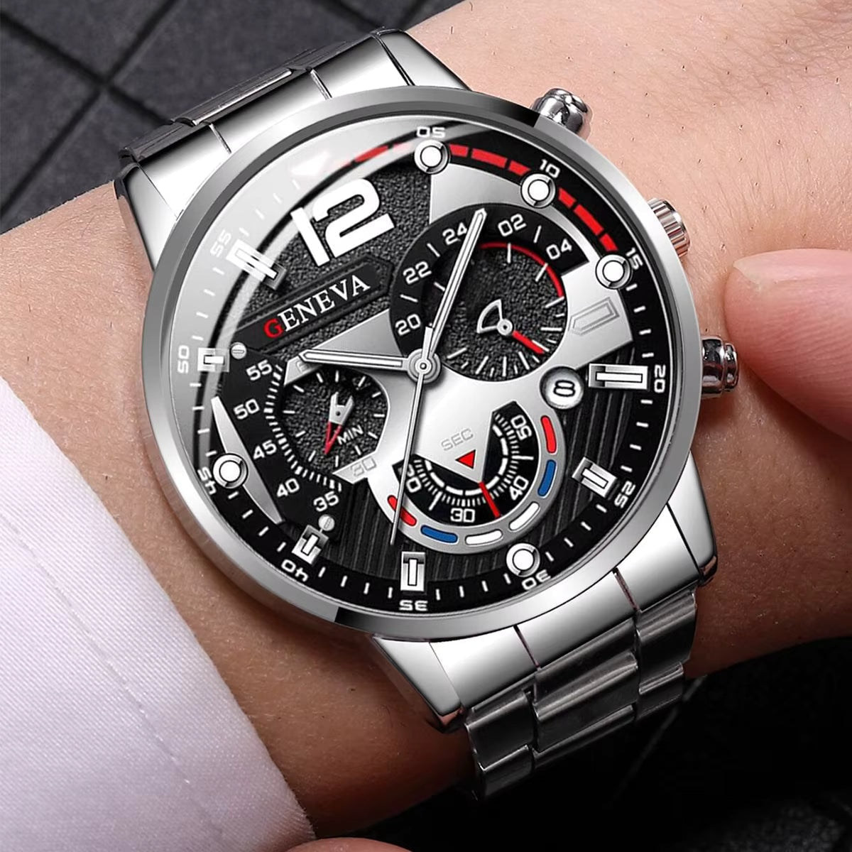 Dual Time Black Rubber Strap Luxury Watch VRC002